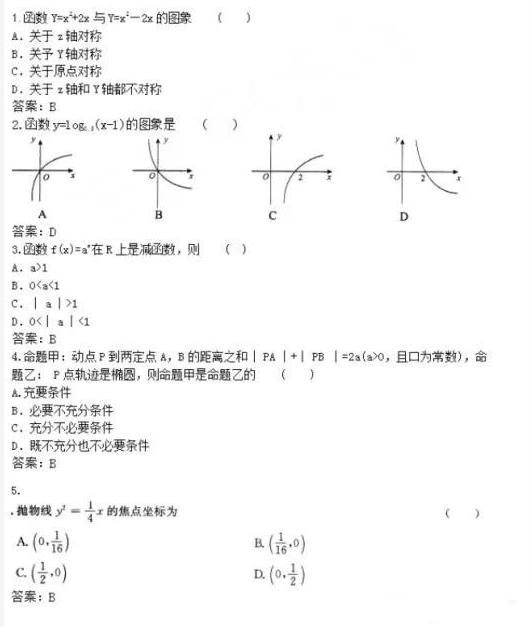 2020山東成人高考備考：數學每日一練（8.12）含答案